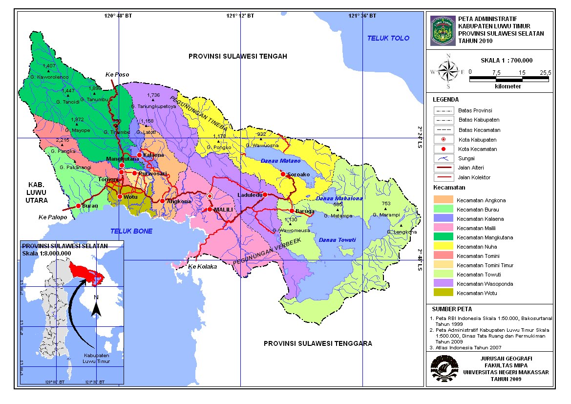 Peta Kabupaten Luwu Timur